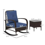 GDFStudio Belmont 3-Piece Patio Bistro Set with Rocking Chairs and Wicker Table