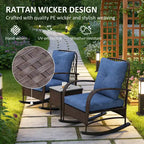 GDFStudio Belmont 3-Piece Patio Bistro Set with Rocking Chairs and Wicker Table