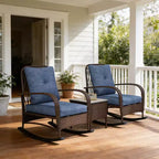 GDFStudio Belmont 3-Piece Patio Bistro Set with Rocking Chairs and Wicker Table
