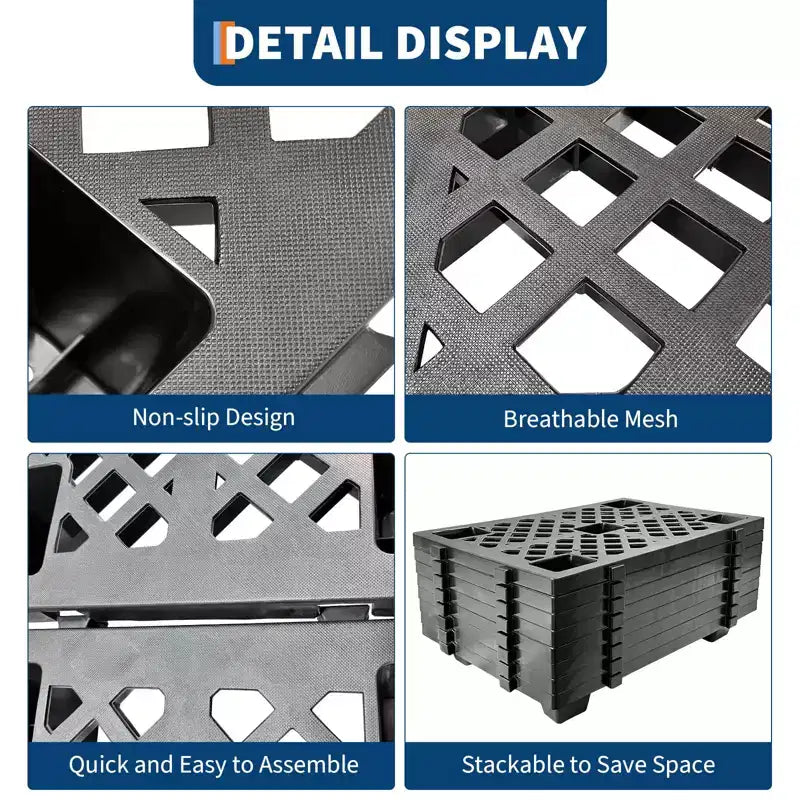 Heavy-Duty Interlocking Plastic Pallets, 4/6/8-Pack 23.6x15.7x3.9 Inch, Waterproof Stackable Floor Mats