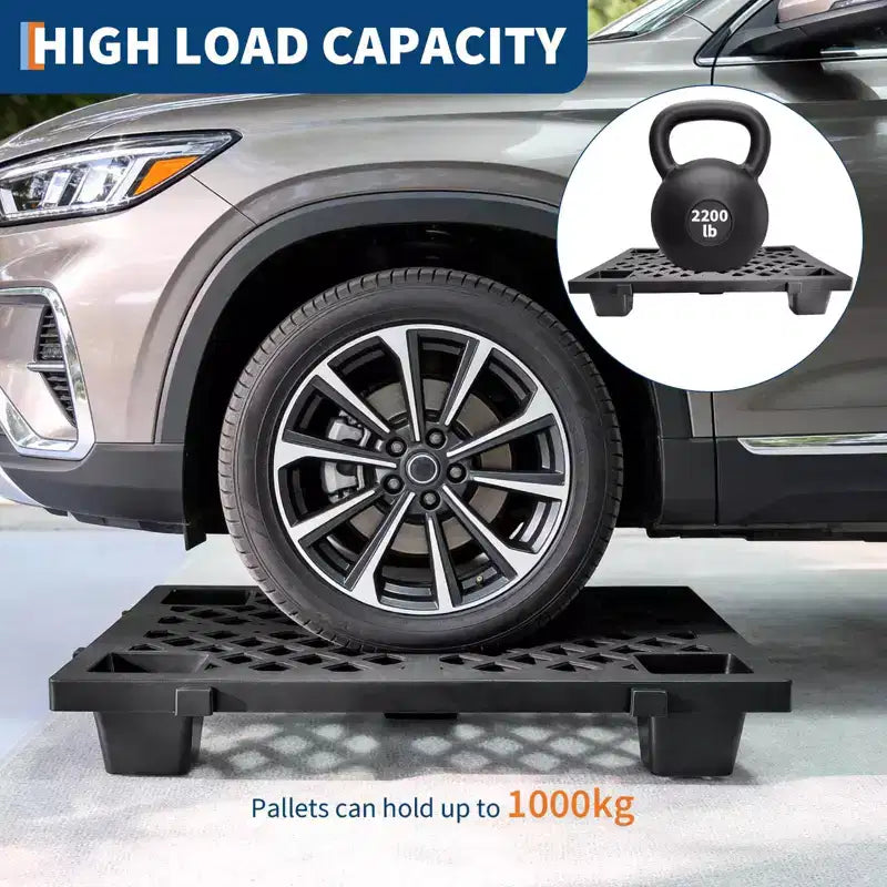 Heavy-Duty Interlocking Plastic Pallets, 4/6/8-Pack 23.6x15.7x3.9 Inch, Waterproof Stackable Floor Mats