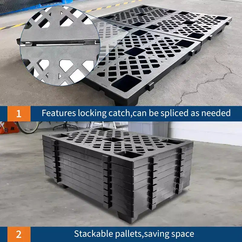 Heavy-Duty Interlocking Plastic Pallets, 4/6/8-Pack 23.6x15.7x3.9 Inch, Waterproof Stackable Floor Mats