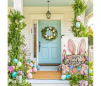 Lomsoe Easter Garden Flag Bunny Happy Easter Sign Cute Egg & Flowers Yard Flag Farmhouse Holiday Outdoor Decor Easter Gift Easter Decor 12x18Inch