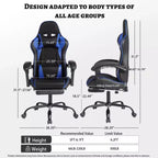 PU Gaming Chair with Reclining Backrest and Retractable Footrest, High Back Swivel Computer Desk Chair for Gamers & Home Office-Panipeachy
