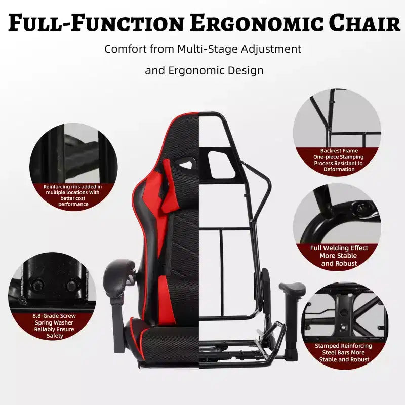 PU Gaming Chair with Reclining Backrest and Retractable Footrest, High Back Swivel Computer Desk Chair for Gamers & Home Office-Panipeachy