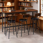 GDFStudio Ashford 4 Piece Industrial Faux Leather and Metal Bar Set