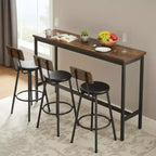 GDFStudio Ashford 4 Piece Industrial Faux Leather and Metal Bar Set