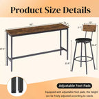 GDFStudio Ashford 4 Piece Industrial Faux Leather and Metal Bar Set