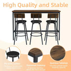 GDFStudio Ashford 4 Piece Industrial Faux Leather and Metal Bar Set