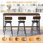 GDFStudio Ashford 4 Piece Industrial Faux Leather and Metal Bar Set