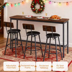 GDFStudio Ashford 4 Piece Industrial Faux Leather and Metal Bar Set