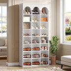Lantine Shoe Storage Cabinet, 70.87 Tall Shoe Cabinet with Cubby, Shoe Rack Closet Organizer for Entryway, Living Room, 9.65 Widened Cell, White