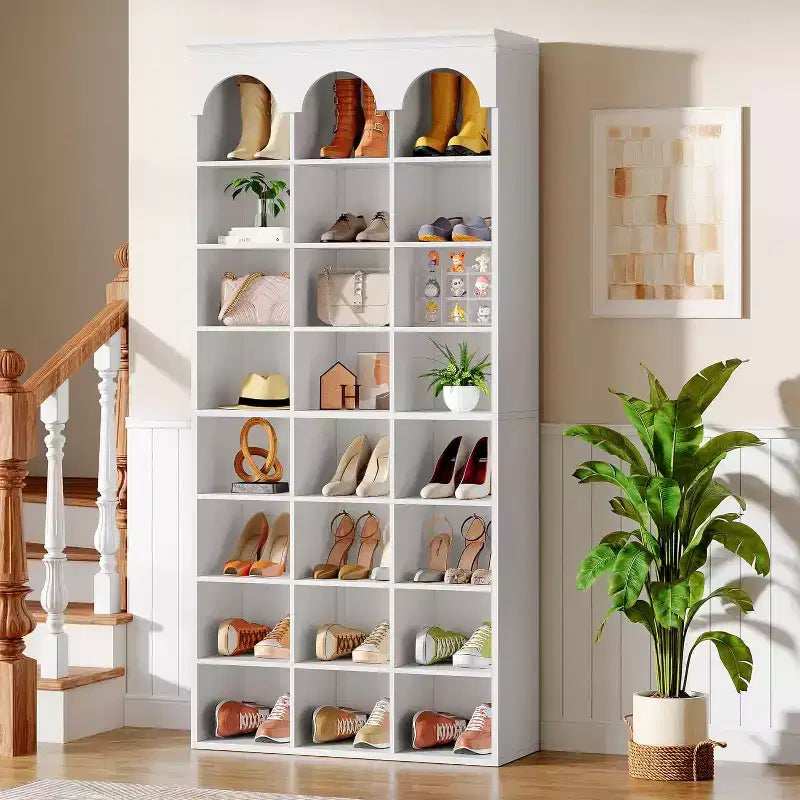 Lantine Shoe Storage Cabinet, 70.87 Tall Shoe Cabinet with Cubby, Shoe Rack Closet Organizer for Entryway, Living Room, 9.65 Widened Cell, White