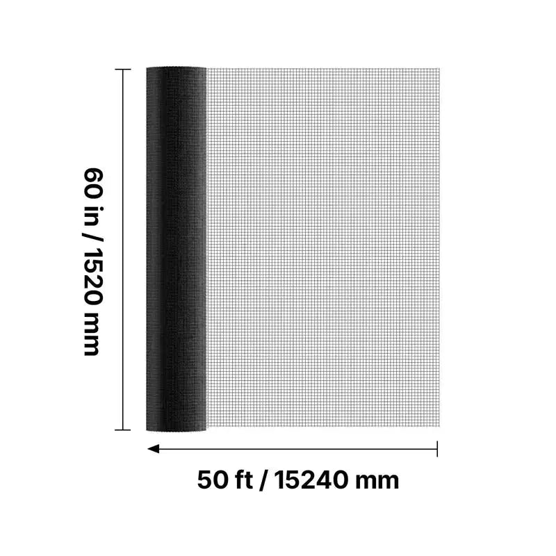 VEVOR Hardware Cloth 60 in x 50 ft, 1/2 in 19 Gauge Galvanized Wire Mesh Roll, Weather-Resistant Vinyl Coated Chicken Wire Fencing,Black