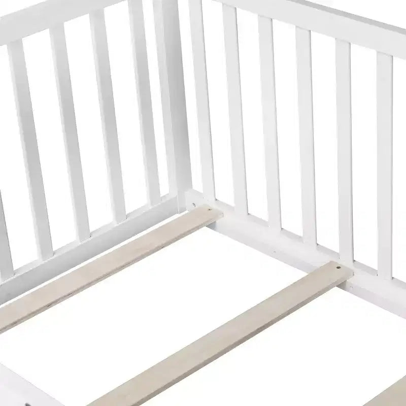 Whisen Twin Floor Bed & Bed Frame with High Fence Railings, 6 Slats Included, Safety Guardrails, without Door