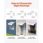 VEVOR Aluminum Awning 48 x 42 in, Durable Window Awning Door Canopy, Lightweight and Stable Aluminum Exterior Awnings, White