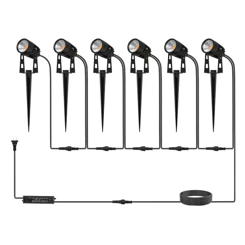 YANSUN 6-Pack Low Voltage Spot Light Set with Dusk to Dawn Sensor, 3000K Warm White, 21ft Total Length, IP65