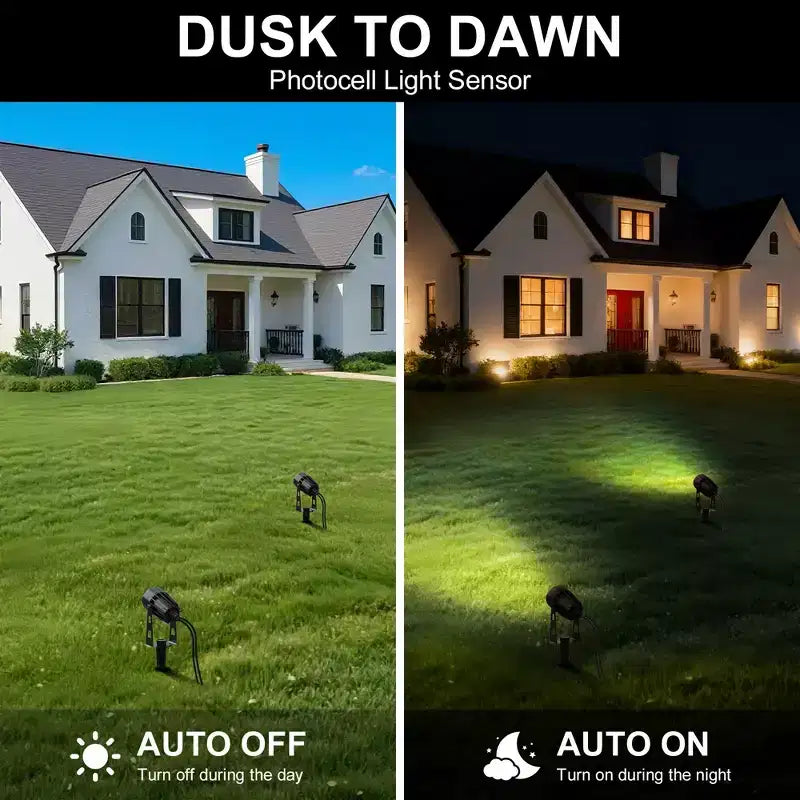 YANSUN 6-Pack Low Voltage Spot Light Set with Dusk to Dawn Sensor, 3000K Warm White, 21ft Total Length, IP65
