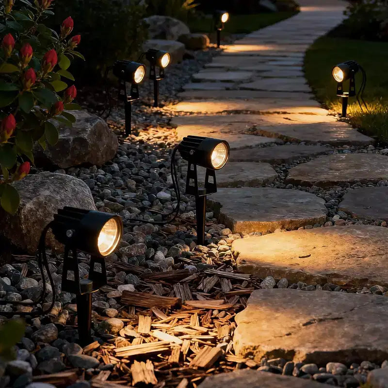 YANSUN 6-Pack Low Voltage Spot Light Set with Dusk to Dawn Sensor, 3000K Warm White, 21ft Total Length, IP65