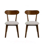 GDFStudio Kelcey Mid-Century Modern Solid Wood Upholstered Dining Chairs (Set of 2)