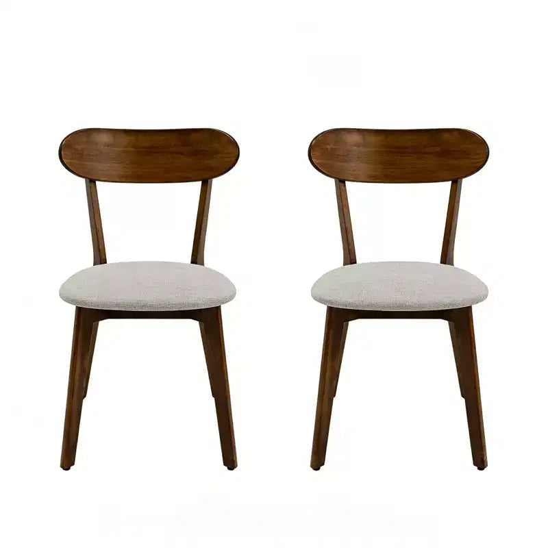 GDFStudio Kelcey Mid-Century Modern Solid Wood Upholstered Dining Chairs (Set of 2)