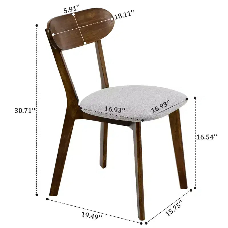 GDFStudio Kelcey Mid-Century Modern Solid Wood Upholstered Dining Chairs (Set of 2)