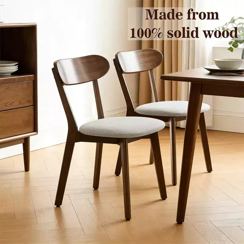 GDFStudio Kelcey Mid-Century Modern Solid Wood Upholstered Dining Chairs (Set of 2)