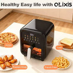 NAYSAYE 7.5 Quart Air Fryer Large Capacity Visible Window Touch Control Countertop Cooker for Family Kitchen, Black, 11.54*16.42*13.5