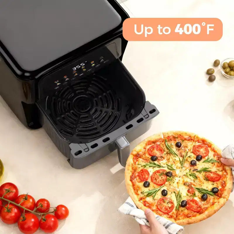 NAYSAYE 7.5 Quart Air Fryer Large Capacity Visible Window Touch Control Countertop Cooker for Family Kitchen, Black, 11.54*16.42*13.5