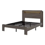 Full/Queen/King Size Platform Bed with LED Storage Headboard, Wood Platform Bed Frame with 2 USB, Large Under Bed Storage