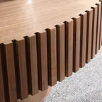 JVNOXK Modern Handcraft Drum Coffee Table Length 43.7 inch Ellipse Coffee Table for Living Room,Oval Small Coffee Table with Sturdy Pedestal,Walnut