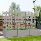 PexFix Outdoor Metal Planter Box with Decorative Trellis Screen Privacy Divider Garden Bed Climbing Plants Support Raised Planter for Patio Yard