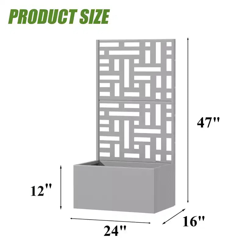 PexFix Outdoor Metal Planter Box with Decorative Trellis Screen Privacy Divider Garden Bed Climbing Plants Support Raised Planter for Patio Yard