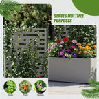 PexFix Outdoor Metal Planter Box with Decorative Trellis Screen Privacy Divider Garden Bed Climbing Plants Support Raised Planter for Patio Yard