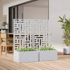 PexFix Outdoor Metal Planter Box with Decorative Trellis Screen Privacy Divider Garden Bed Climbing Plants Support Raised Planter for Patio Yard