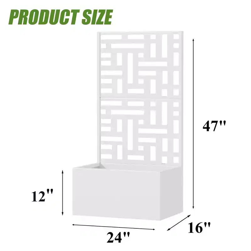 PexFix Outdoor Metal Planter Box with Decorative Trellis Screen Privacy Divider Garden Bed Climbing Plants Support Raised Planter for Patio Yard
