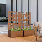 PexFix Outdoor Metal Planter Box with Decorative Trellis Screen Privacy Divider Garden Bed Climbing Plants Support Raised Planter for Patio Yard