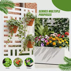 PexFix Outdoor Metal Planter Box with Decorative Trellis Screen Privacy Divider Garden Bed Climbing Plants Support Raised Planter for Patio Yard