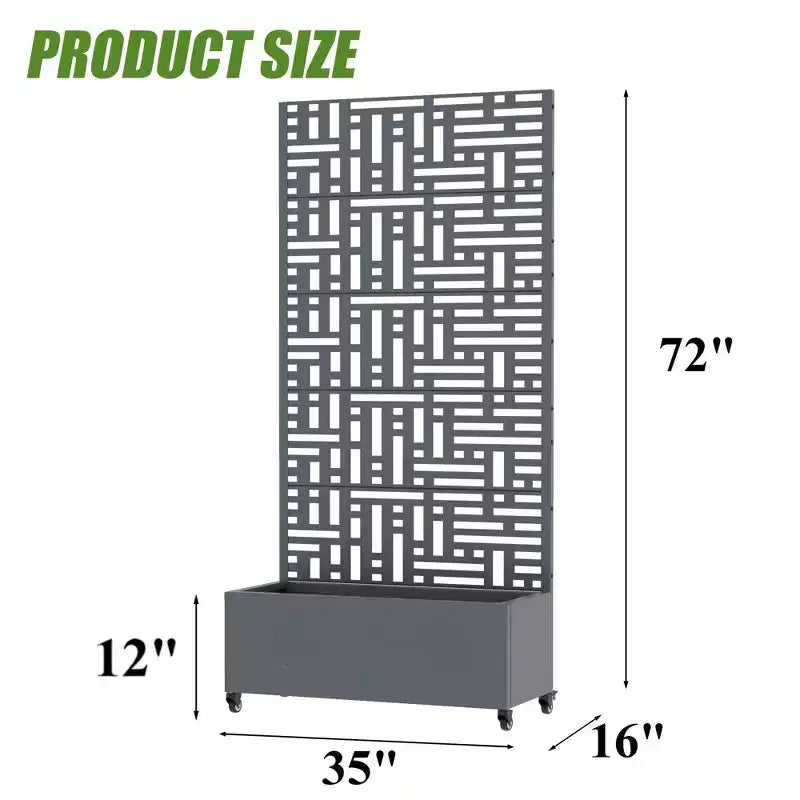 PexFix Outdoor Metal Planter Box with Decorative Trellis Screen Privacy Divider Garden Bed Climbing Plants Support Raised Planter for Patio Yard