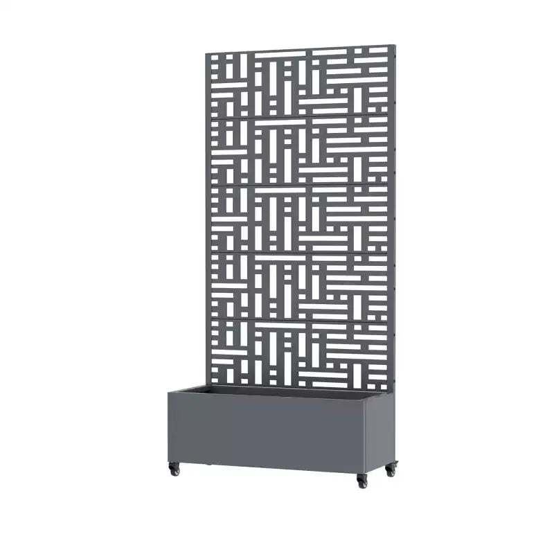 PexFix Outdoor Metal Planter Box with Decorative Trellis Screen Privacy Divider Garden Bed Climbing Plants Support Raised Planter for Patio Yard