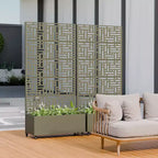 PexFix Outdoor Metal Planter Box with Decorative Trellis Screen Privacy Divider Garden Bed Climbing Plants Support Raised Planter for Patio Yard