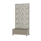 PexFix Outdoor Metal Planter Box with Decorative Trellis Screen Privacy Divider Garden Bed Climbing Plants Support Raised Planter for Patio Yard