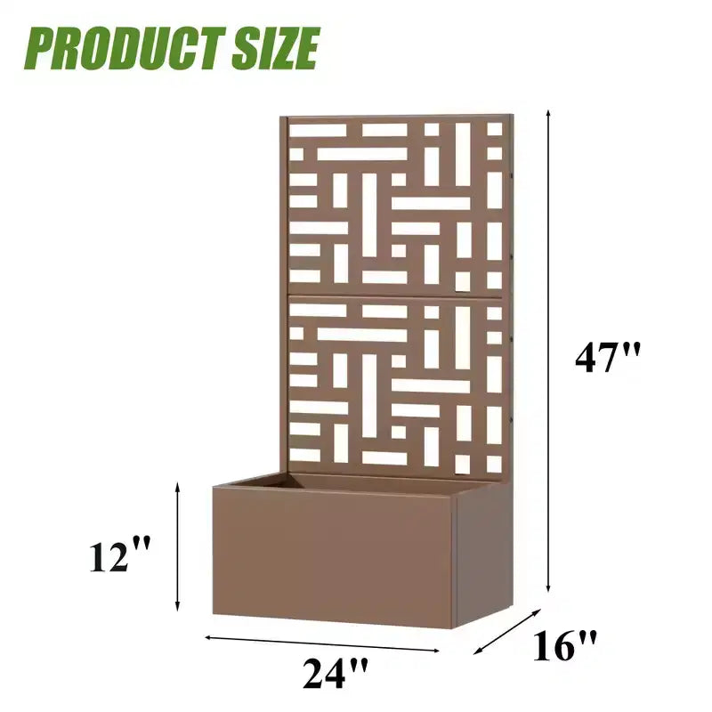 PexFix Outdoor Metal Planter Box with Decorative Trellis Screen Privacy Divider Garden Bed Climbing Plants Support Raised Planter for Patio Yard
