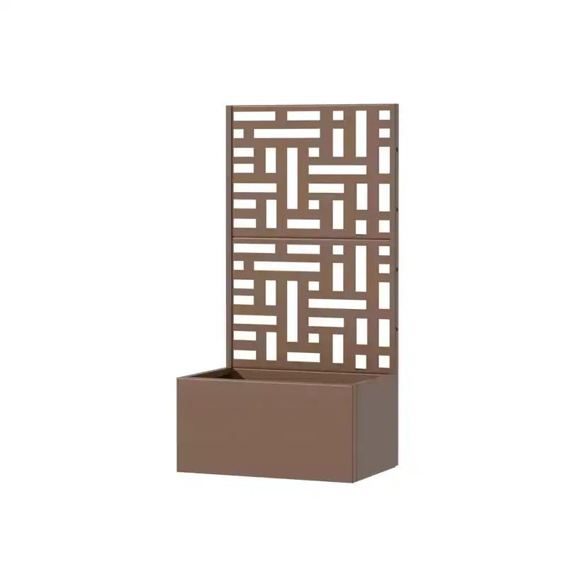 PexFix Outdoor Metal Planter Box with Decorative Trellis Screen Privacy Divider Garden Bed Climbing Plants Support Raised Planter for Patio Yard