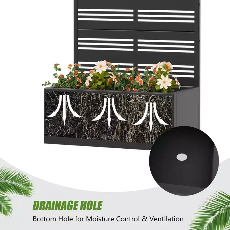 PexFix 2Pcs Outdoor Metal Privacy Screen Planter Freestanding Decorative Partition Raised Garden Bed with Trellis Multifunctional Plant Container