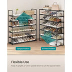 6-Tier Metal Shoe Rack Organizer, Upright or Upside Down, Holds 24-30 Pairs, Stackable, 11.8x36.2x42.7 Inches, Black for Entryway