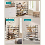 6-Tier Metal Shoe Rack Organizer, Upright or Upside Down, Holds 24-30 Pairs, Stackable, 11.8x36.2x42.7 Inches, Black for Entryway