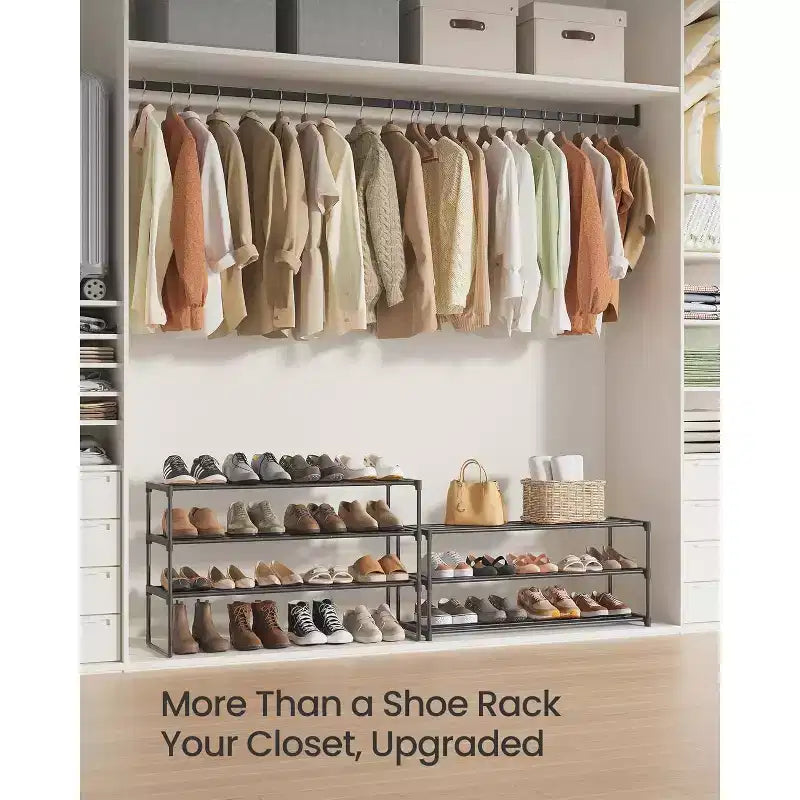 6-Tier Metal Shoe Rack Organizer, Upright or Upside Down, Holds 24-30 Pairs, Stackable, 11.8x36.2x42.7 Inches, Black for Entryway
