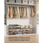 6-Tier Metal Shoe Rack Organizer, Upright or Upside Down, Holds 24-30 Pairs, Stackable, 11.8x36.2x42.7 Inches, Black for Entryway