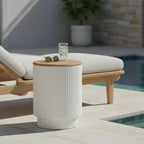 Christopher Knight Home Siriporn Modern Round Lightweight Concrete Patio Storage Side Table
